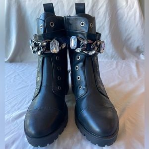 Karl Lagerfeld Paris Pipa Crystal Embellishment Platform Women’s Boot Size 7